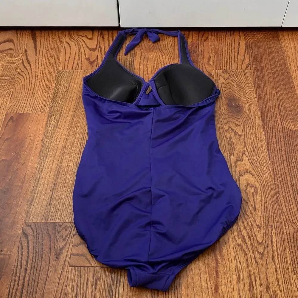 Magicsuit Women's Size 12 Blue One Piece Ruched Swimsuit - Picture 2 of 4